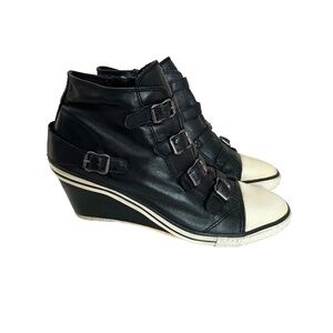 Leather Wedge Sneakers
